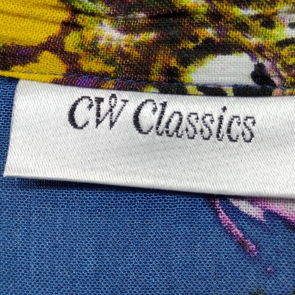 CW Classics Floral Shirt Dress Women's 1X Blue Cottagecore Peasant Retro 90s Y2K - Picture 7 of 8